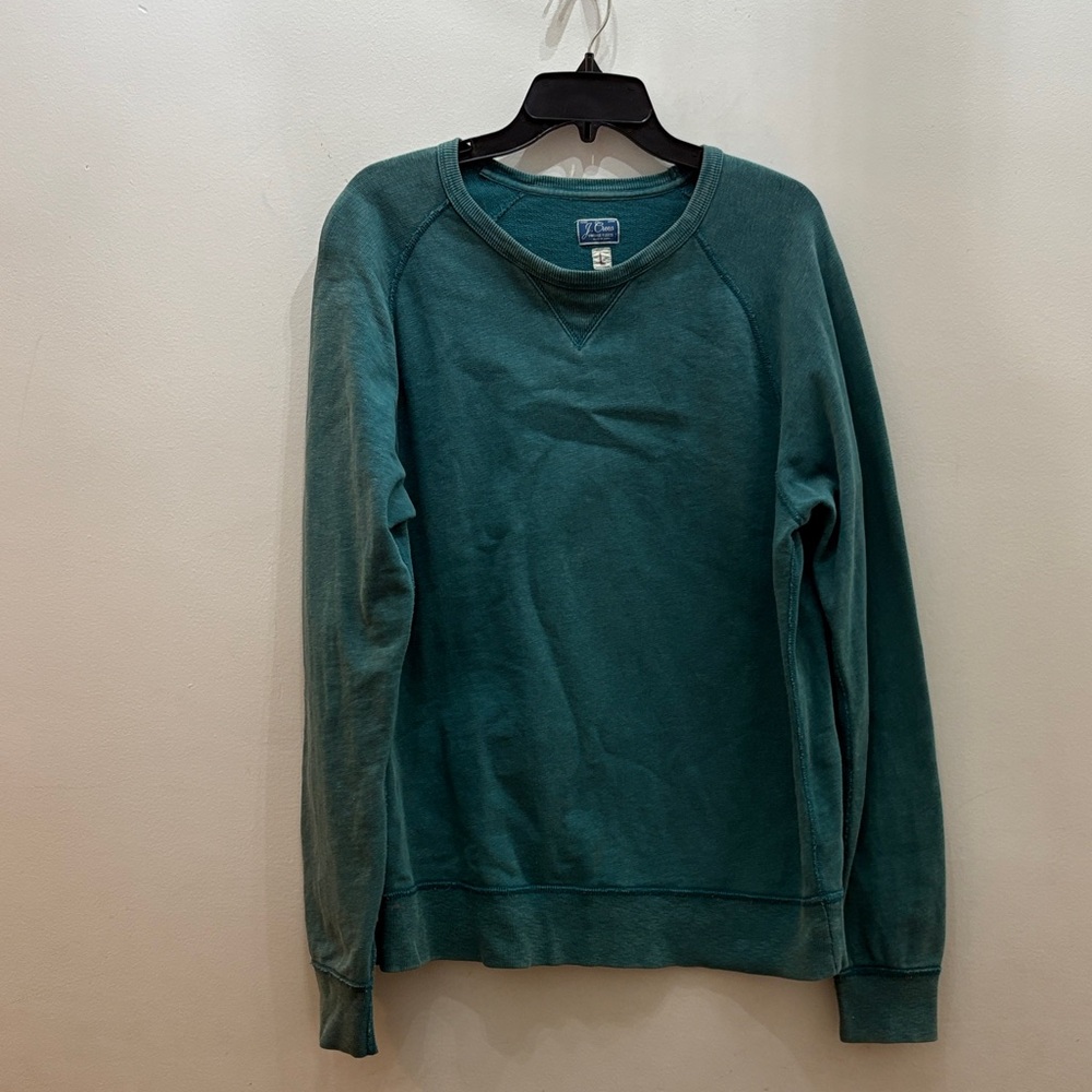 100% cotton J. Crew Men's Teal Crewneck vintage fleece Sweater - Picture 4 of 6